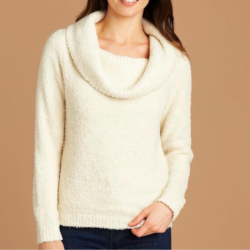 Pink Rose Cozy Cream Cowl Neck Sweater size Xlarge